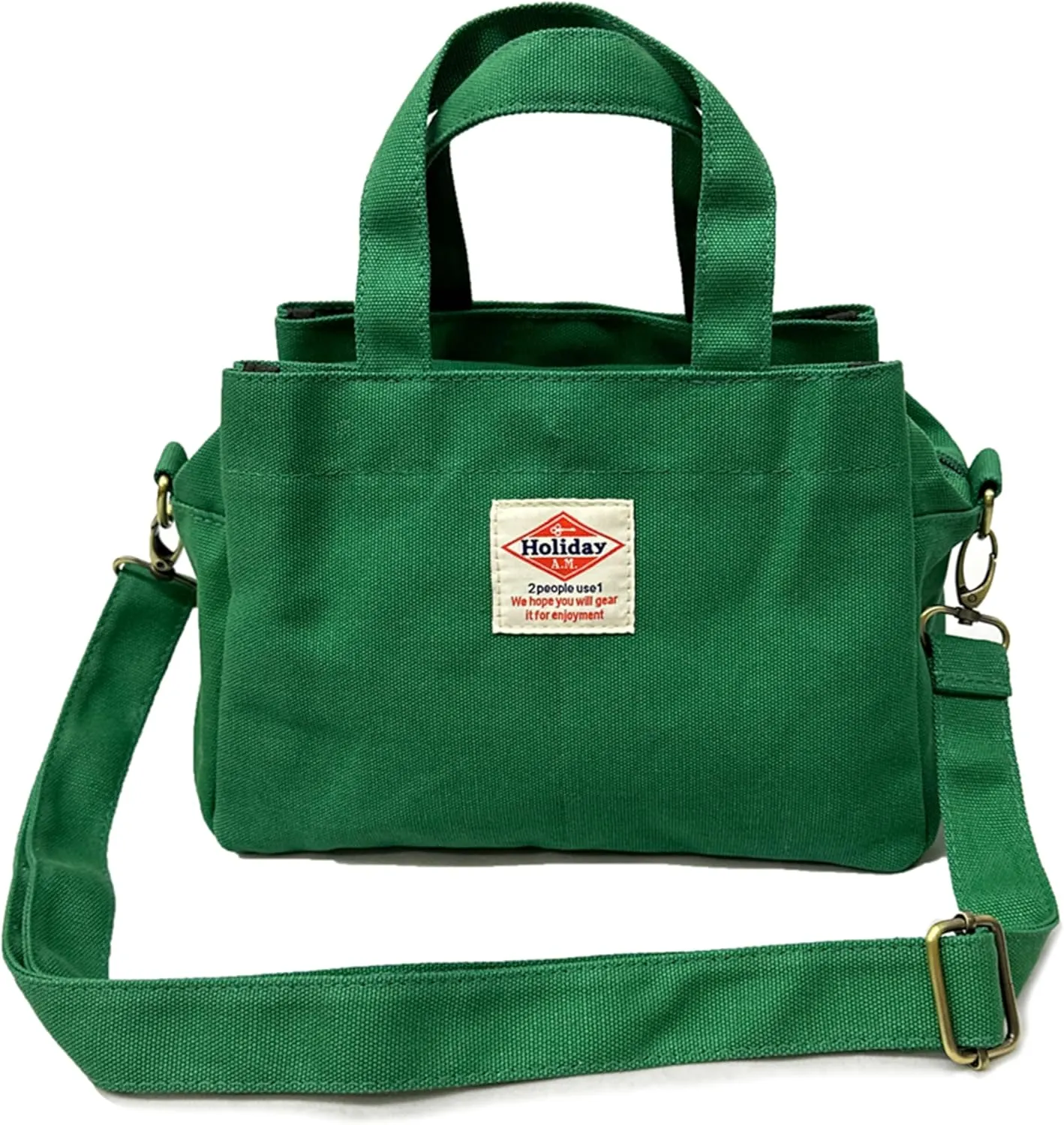 -112 Square Tote Bag Unisex Shoulder Bag Canvas, Top zipper Closure with Coaster for Everyday Bag