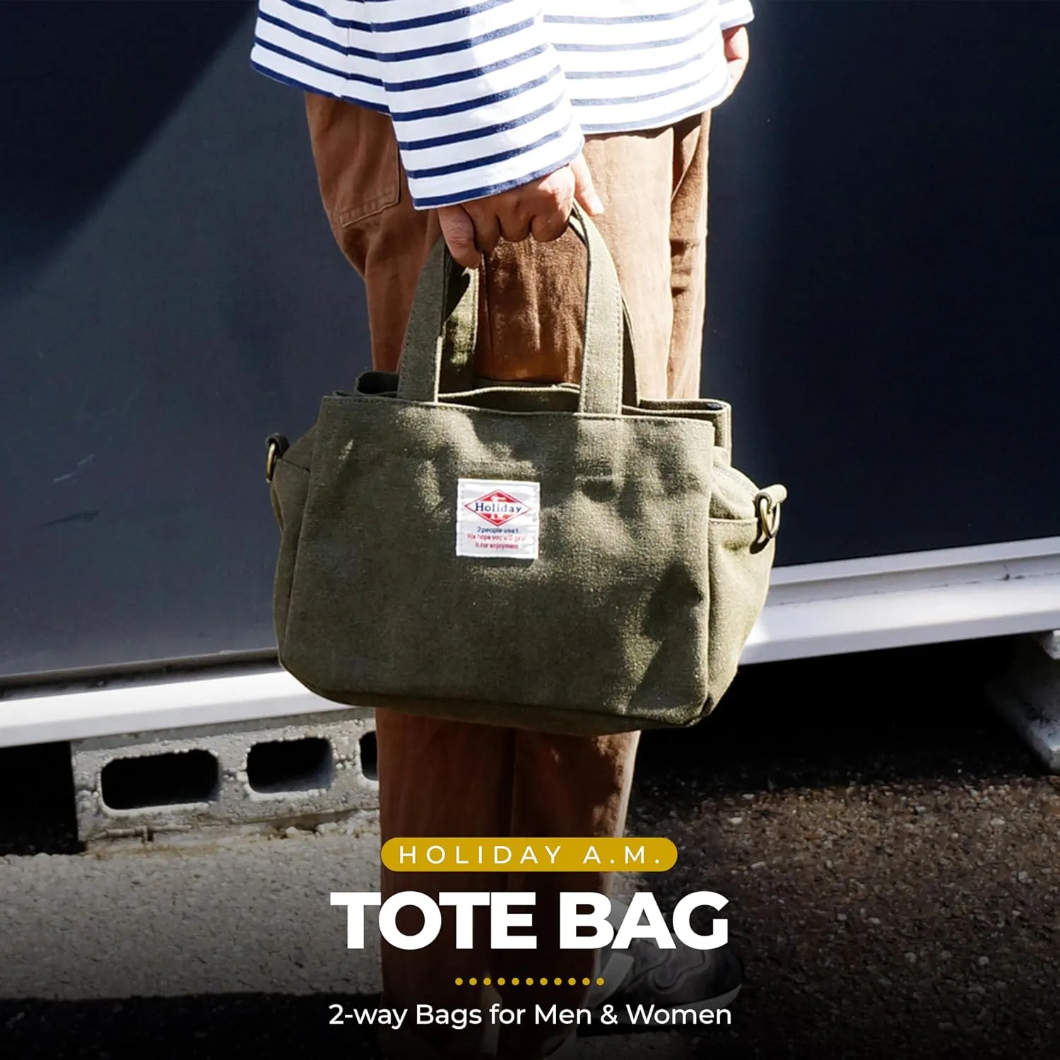 -112 Square Tote Bag Unisex Shoulder Bag Canvas, Top zipper Closure with Coaster for Everyday Bag
