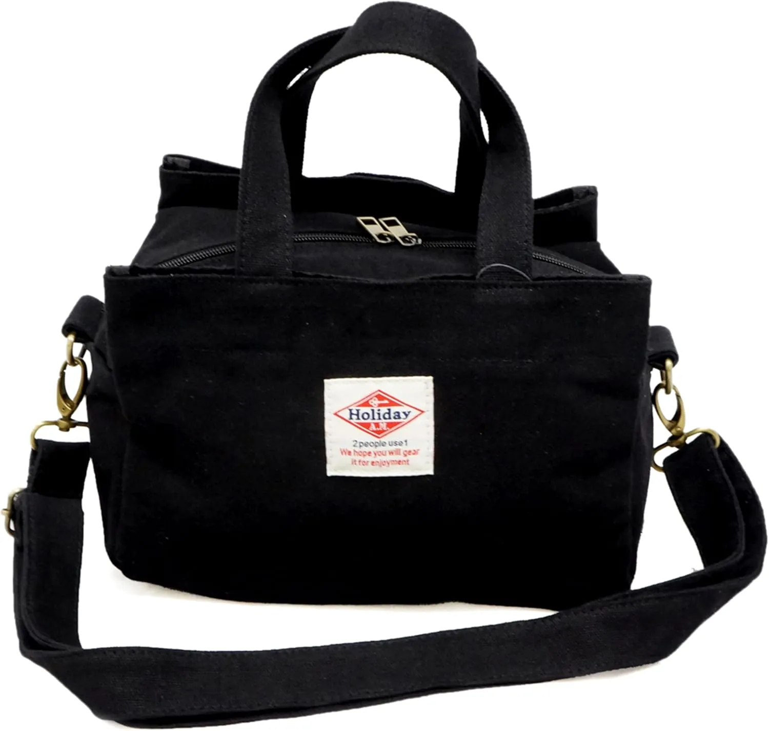 -112 Square Tote Bag Unisex Shoulder Bag Canvas, Top zipper Closure with Coaster for Everyday Bag