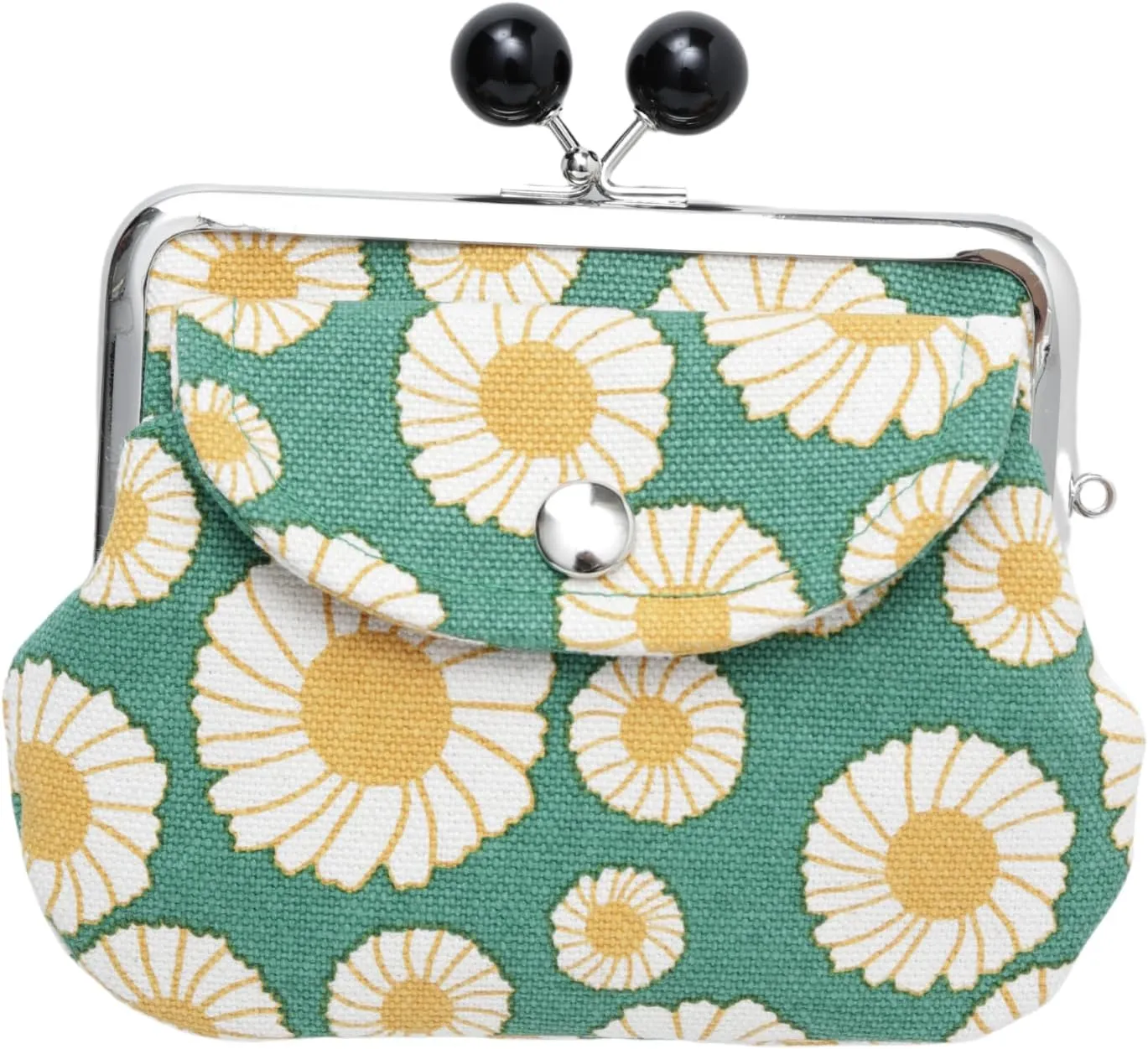 [倭物や Kaya] Gamaguchi - Purse with Clasp/Oriental Eastern European Design Japanese Retro Parent and Child Purse Partition JMP9104 Flower GREEN