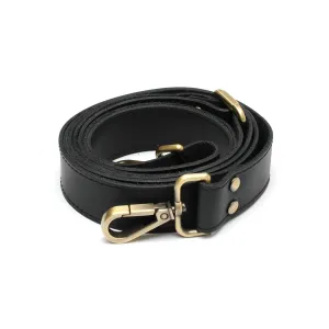 100% Genuine Leather Purse Strap with Swivel Clasps for Purse Handbags Laptop Cases, Adjustable Length, Handmade, Large, Black