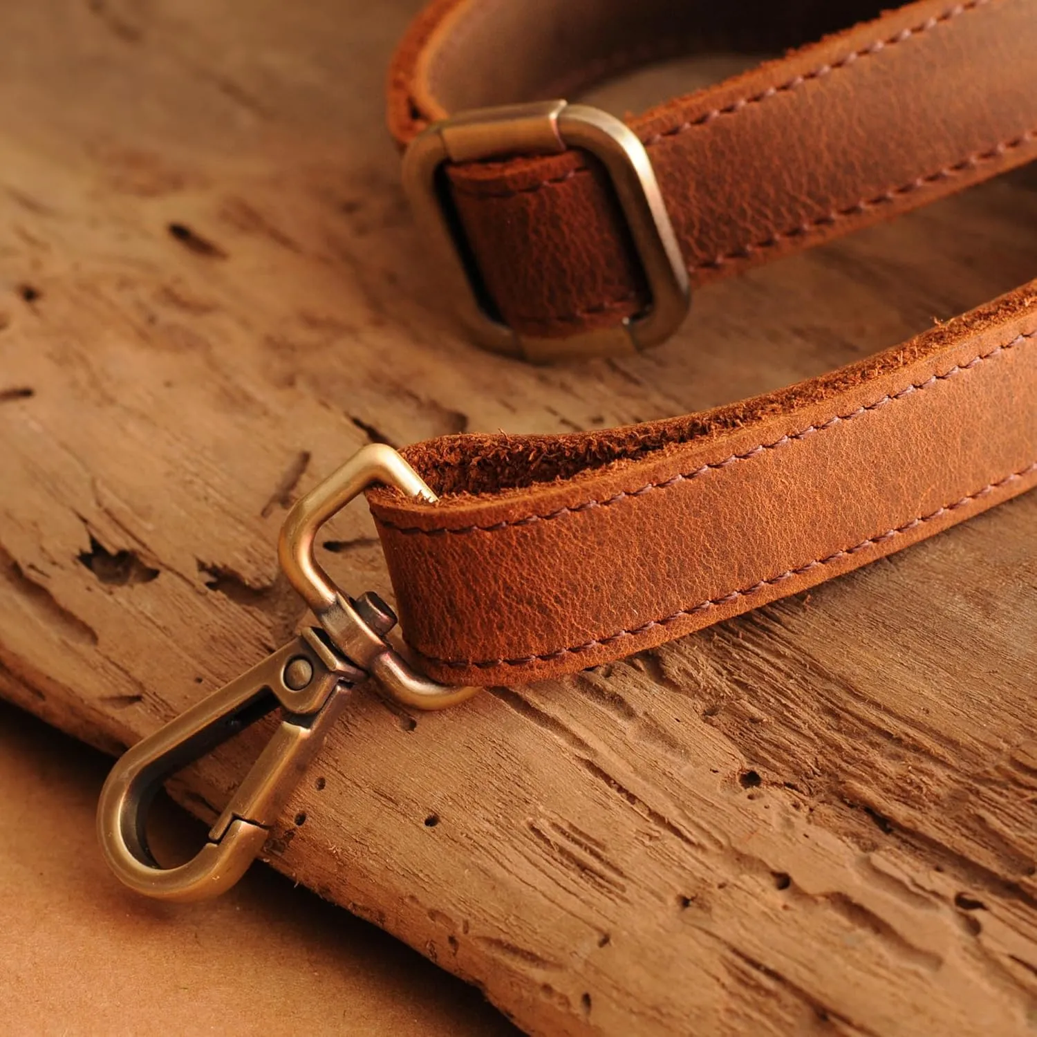 100% Genuine Leather Purse Strap with Swivel Clasps for Purse Handbags Laptop Cases, Adjustable Length, Handmade, Large, Black