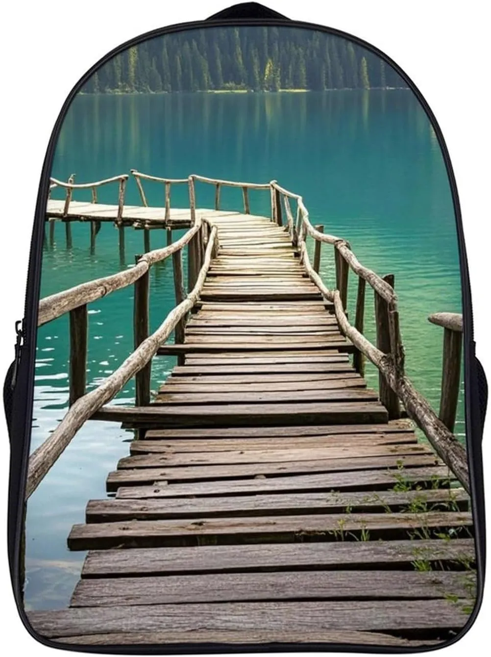 16 Inch Backpack Wooden Bridge over The Lake Laptop Backpack Lightweight Full Print Travel Bag Casual Daypack for Women Men