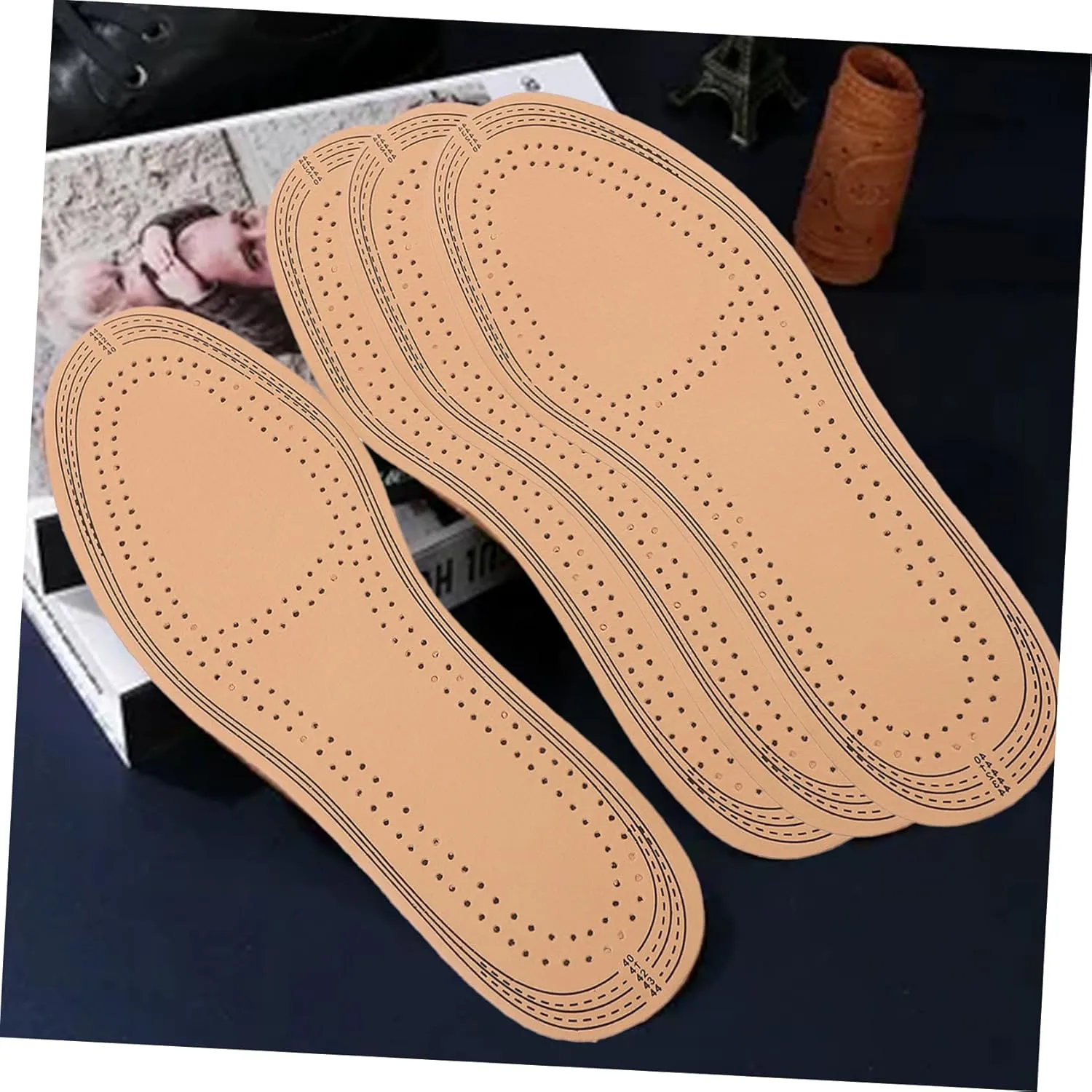 1pair Breathable Sports Insoles Breathable Shoes Insoles Leather Shoes Insoles Pigskin Shoes Pad Absorption Insoles