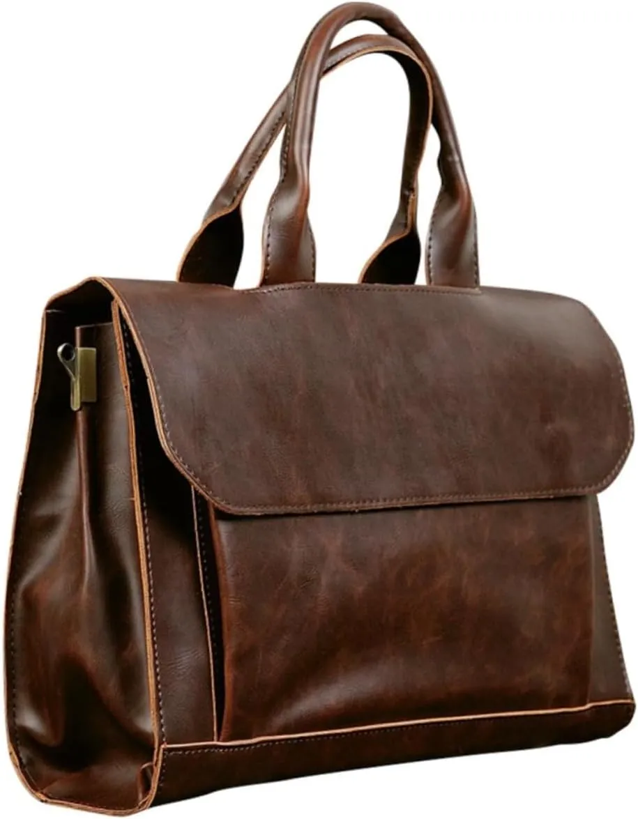1Pc PU Leather Briefcase for Men Stylish Portable Laptop Bag Versatile Crossbody Shoulder Design for Business College Use Wear Resistant Material
