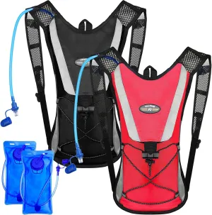 2 Pack Hydration Backpack Pack with 2L Water Bladder, Hiking Backpack with Hydration Bladder Water Rucksack Backpack Bladder Bag Cycling Bicycle Bike/Hiking Climbing Pouch