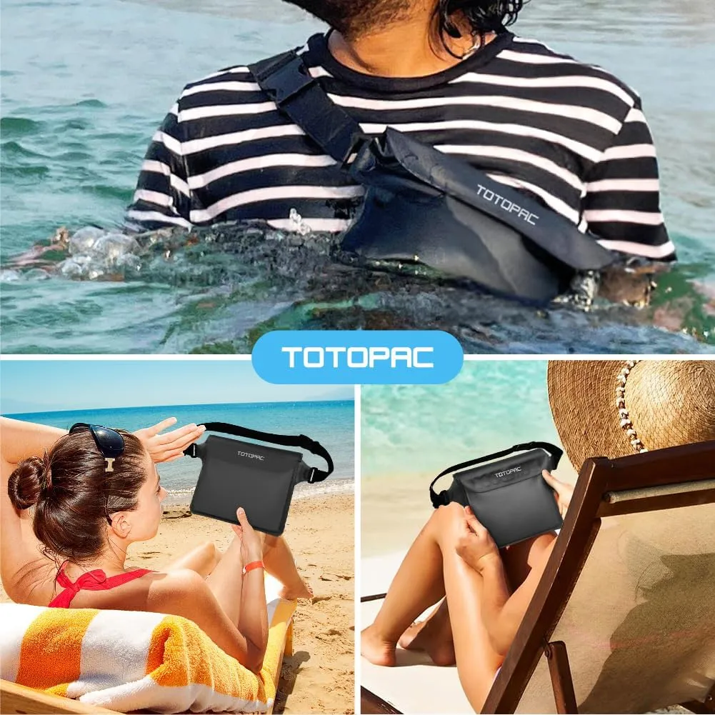 2-Pack Waterproof Fanny Pack, Phone Pouch with Waist Strap, 9x6.7 Inch Dry Bag for Phone, Cash, and Valuables – for Swimming, Kayaking, Boating, Snorkeling, and Water Sports (2, Black   Black)
