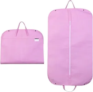 2 Suit Bags for Closet Storage Hanging, Lightweight Zipper Garment Bag, Plastic Breathable, Suitable for Business Trips(Pink)