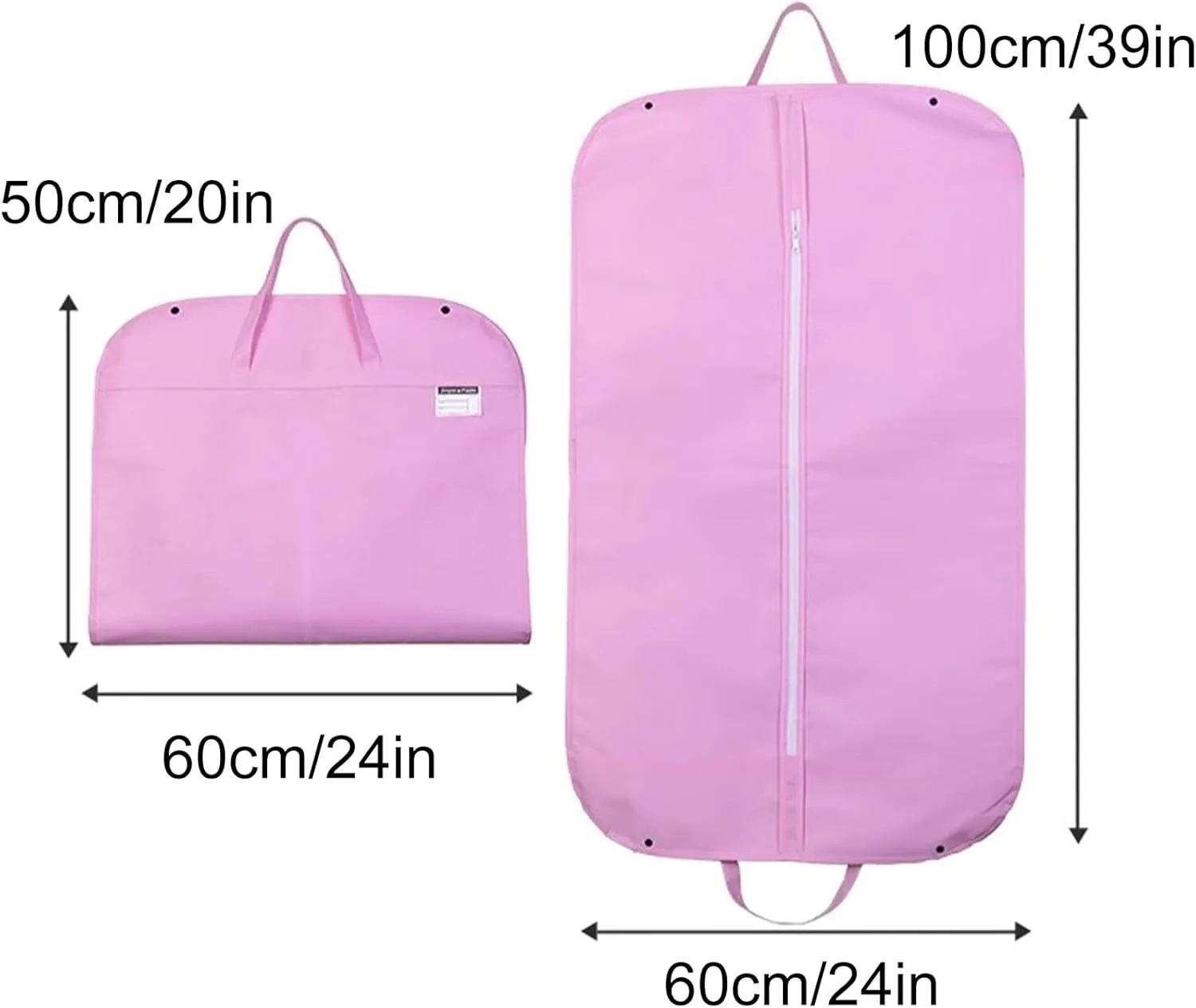 2 Suit Bags for Closet Storage Hanging, Lightweight Zipper Garment Bag, Plastic Breathable, Suitable for Business Trips(Pink)