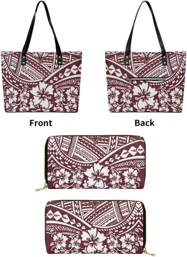 2025 Polynesian Women'S Bag 2-Piece Women'S Pu Handbag Large Capacity Shoulder Bag And The Same Purse