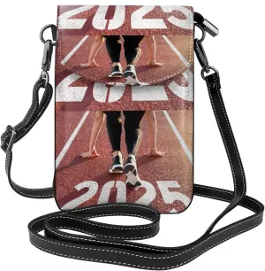 2025 Preparation Sprint Print Small Crossbody Bags for Women Leather Cell Phone Purses Mini Leather Shoulder Handbag Adjustable Strap
