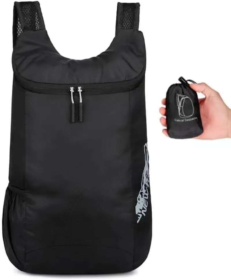 20L Water Resistant Hiking Daypack Lightweight Packable Backpack for Travel Camping Outdoor (BLACK)