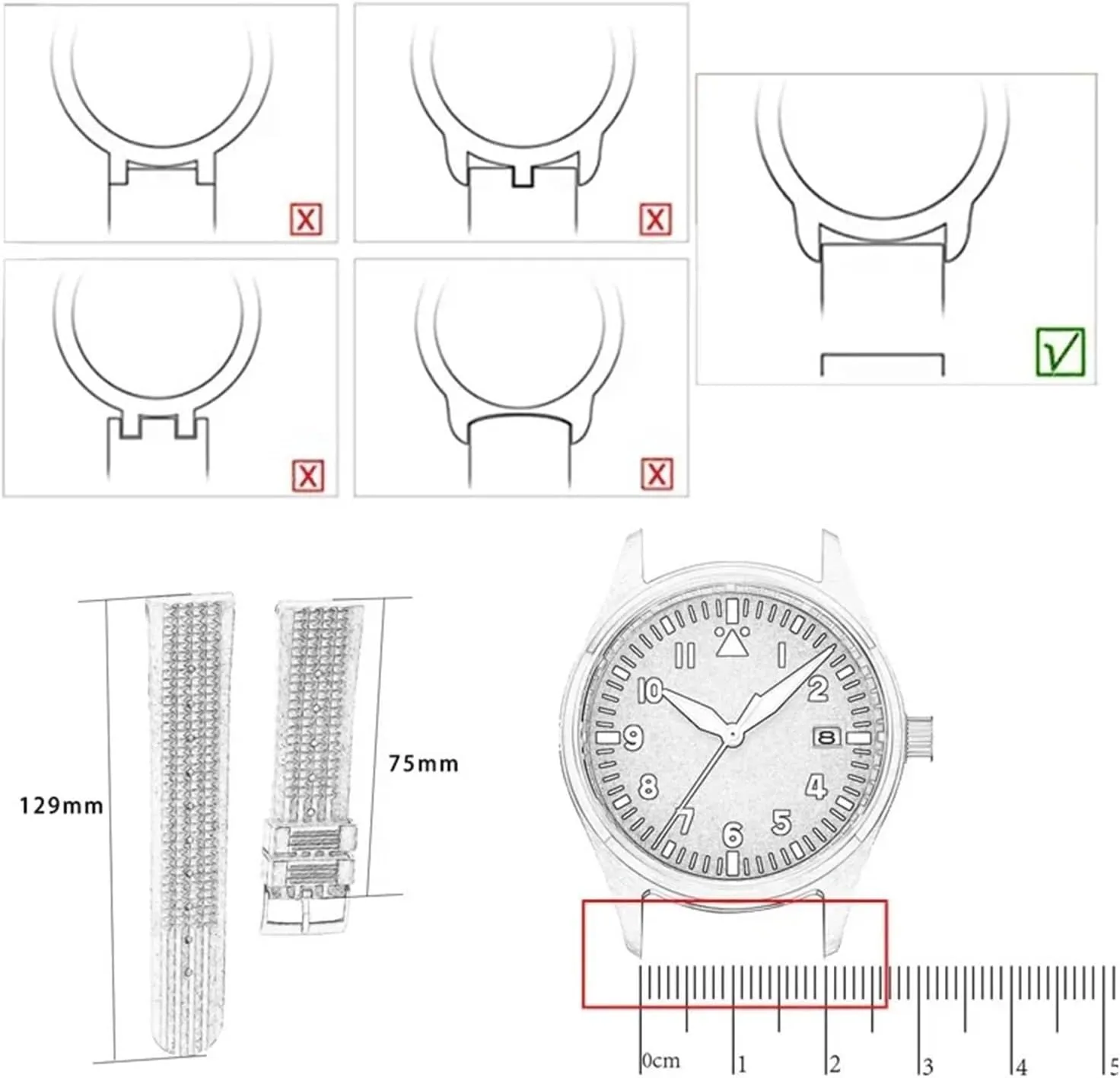 20mm Watch Strap Bracelet Universal Men's Diving Rubber Silicone Sports Waterproof Replacement Strap Watch Accessories