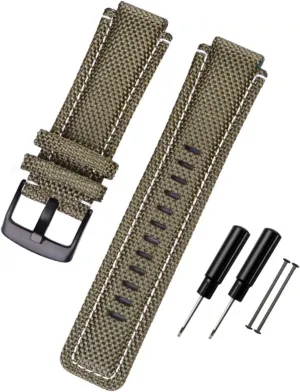 24 x 16mm Watch Strap Nylon  Leather Replacement Watch Bracelet for Men Women (Army)