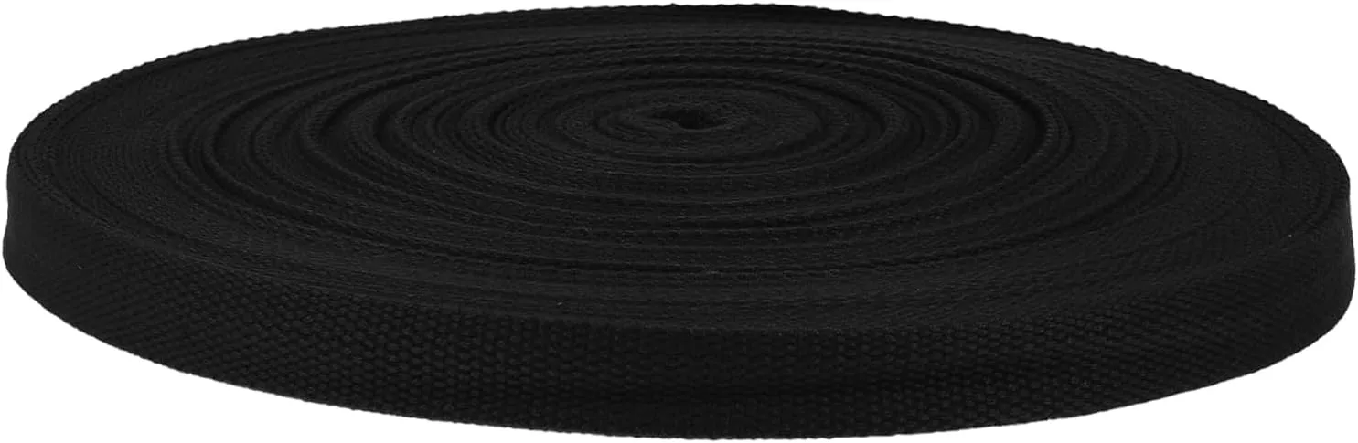 2cm Canvas Bag Shoulder Strap Black Cotton Webbing Belt for DIY Decorative Projects