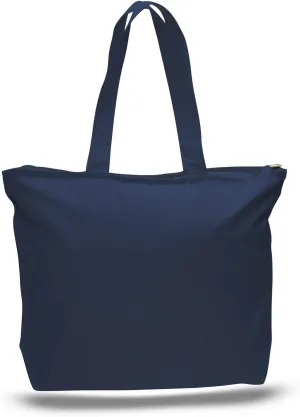 (3 Pack) Set of 3 Heavy Canvas Large Tote Bag with Zippered Closure