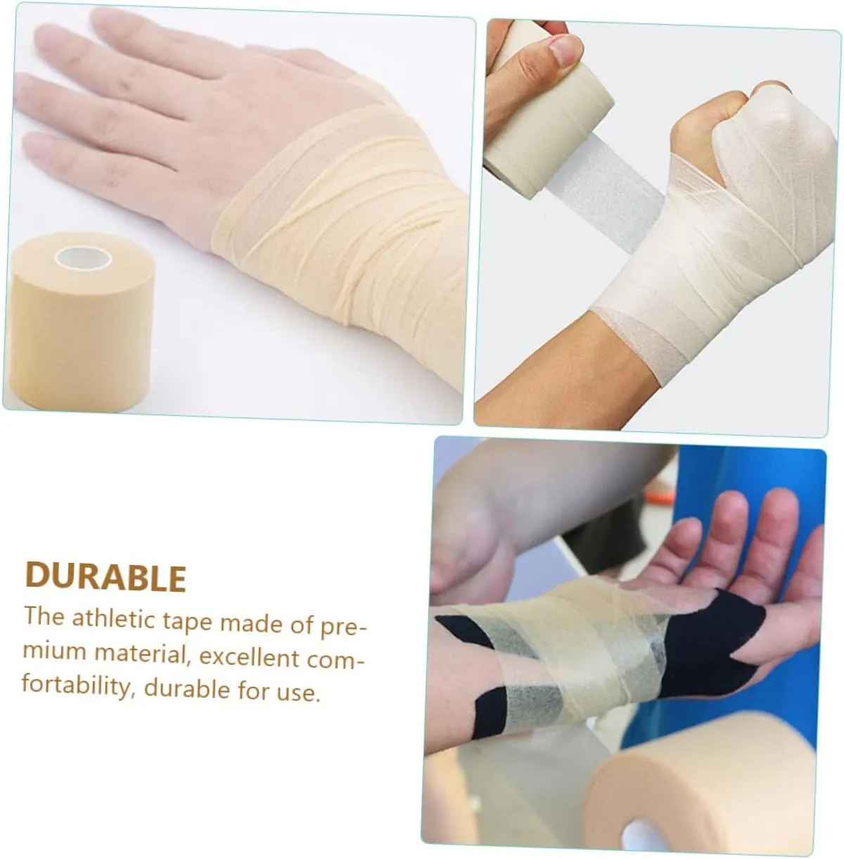 3 Rolls Bandage Tape Roll Large Waterproof Sports Tape Wrap for Athletes Shock-Absorption Films