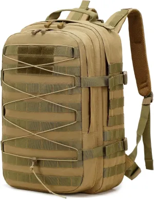 35L tactical assault backpack, military backpacks,heavy duty zipper，outdoor canvas Knapsack,climbing/camping/hiking backpack,water resistant,Rucksack (01#Khaki)