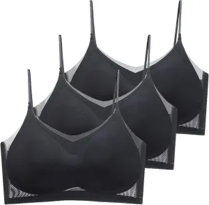 3PC Seamless Bras for Women Ultra-Thin Spaghetti Strap Lift Comfort T Shirt Bra Breathable Cooling Lightly Padded Bra