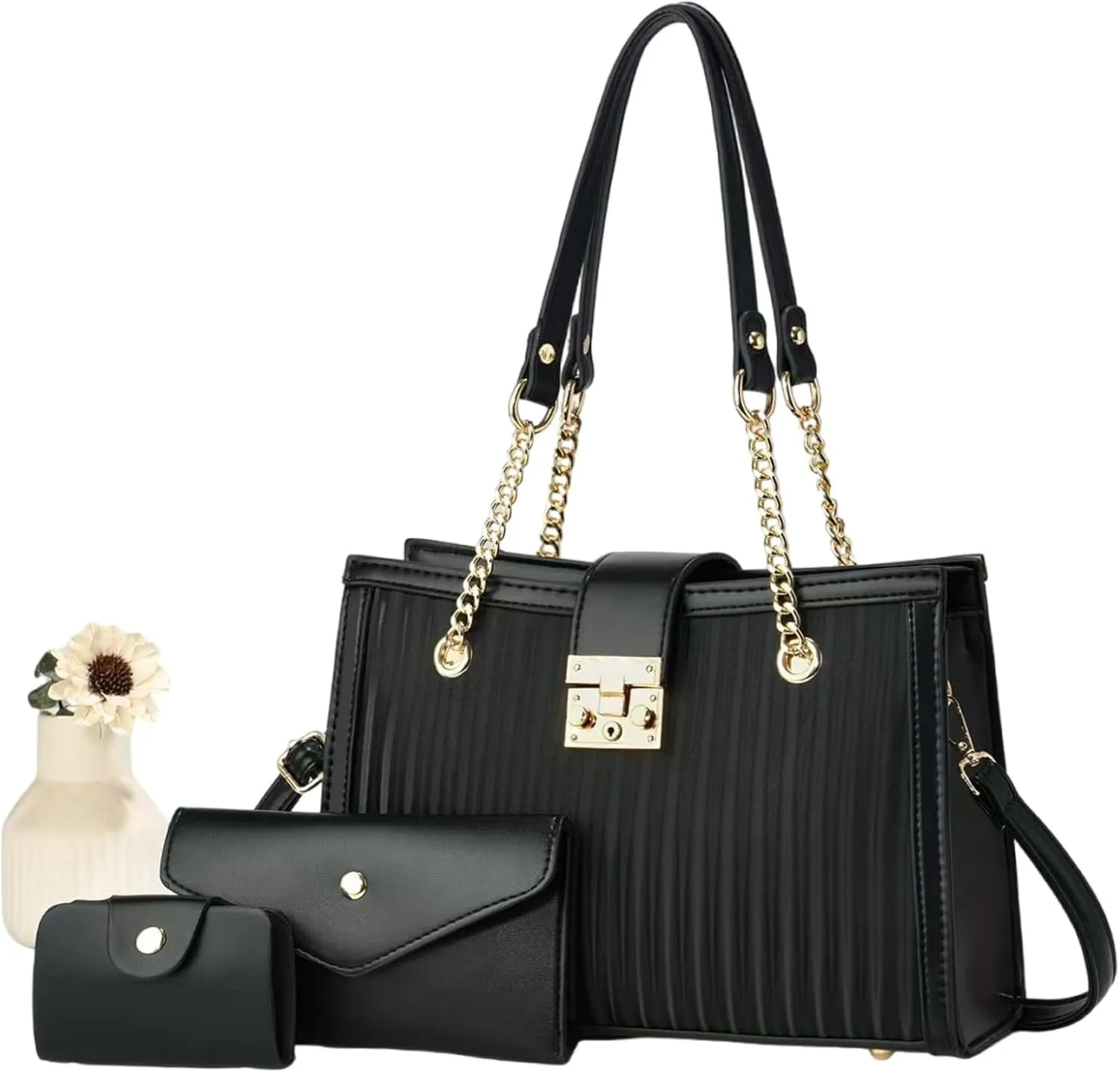 3Pcs Handbags Sets for Women Large Tote Bags Cute Crossbody Purses