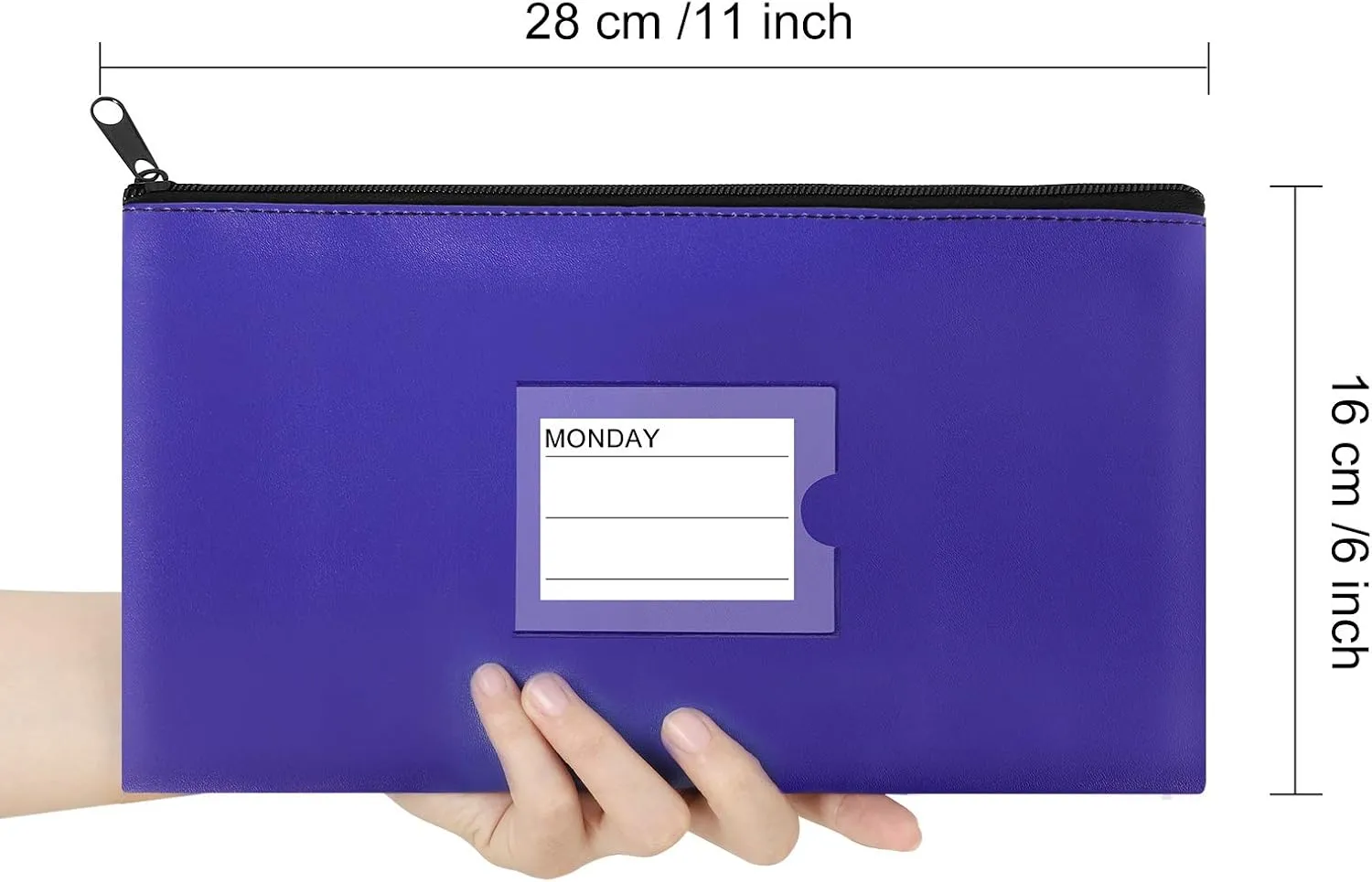 4 Pack Bank Deposit Money Bag, Heavy Duty Leatherette Security Zipper Wallet with Clear Window, Coin Bag, Cash Bag, Tool Pouch, Assorted Colors (4 Pack Black)