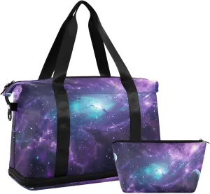 4374-nebula Travel Duffel Bag Waterproof Gym Sport Tote Bag Carry On Weekender Bag with Compartment