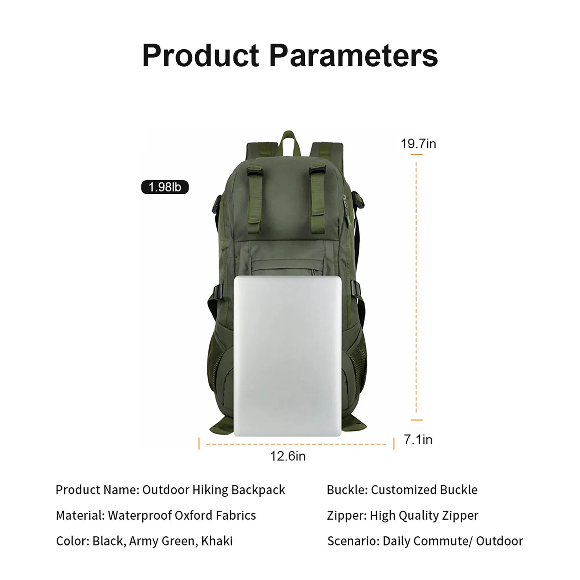 45L Waterproof Backpack - Perfect Climbing Daypack for Men & Women in Khaki