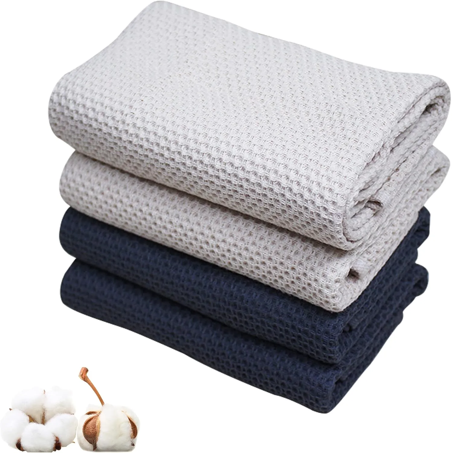 4Pack Cotton Yoga Towel(13.7" x 27.5"), Gym Towel Set, Cool Waffle Pattern Towel for Neck and Face, Soft Breathable Towel for Yoga, Sports, Kitchen, Camping, Running, Workout