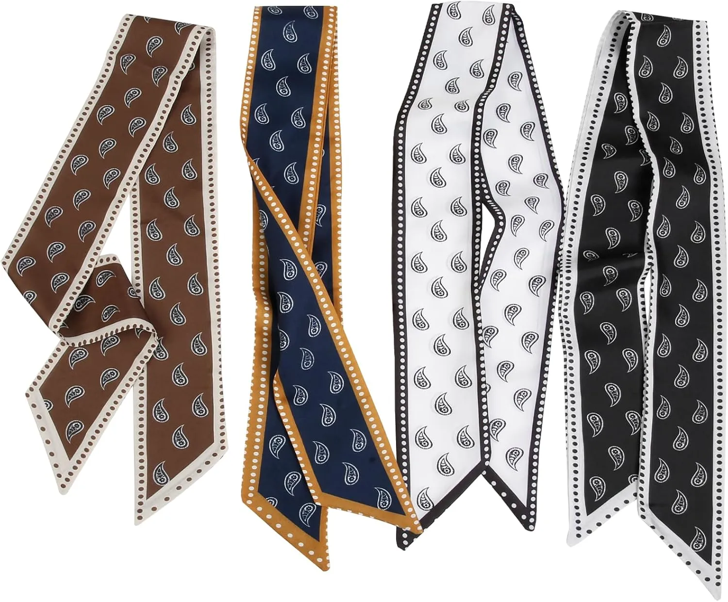 4Pcs Fashion Scarves for Women, Multifunctional Boho Scarves Headbands Satin Scarf for Bag Hair Accessories