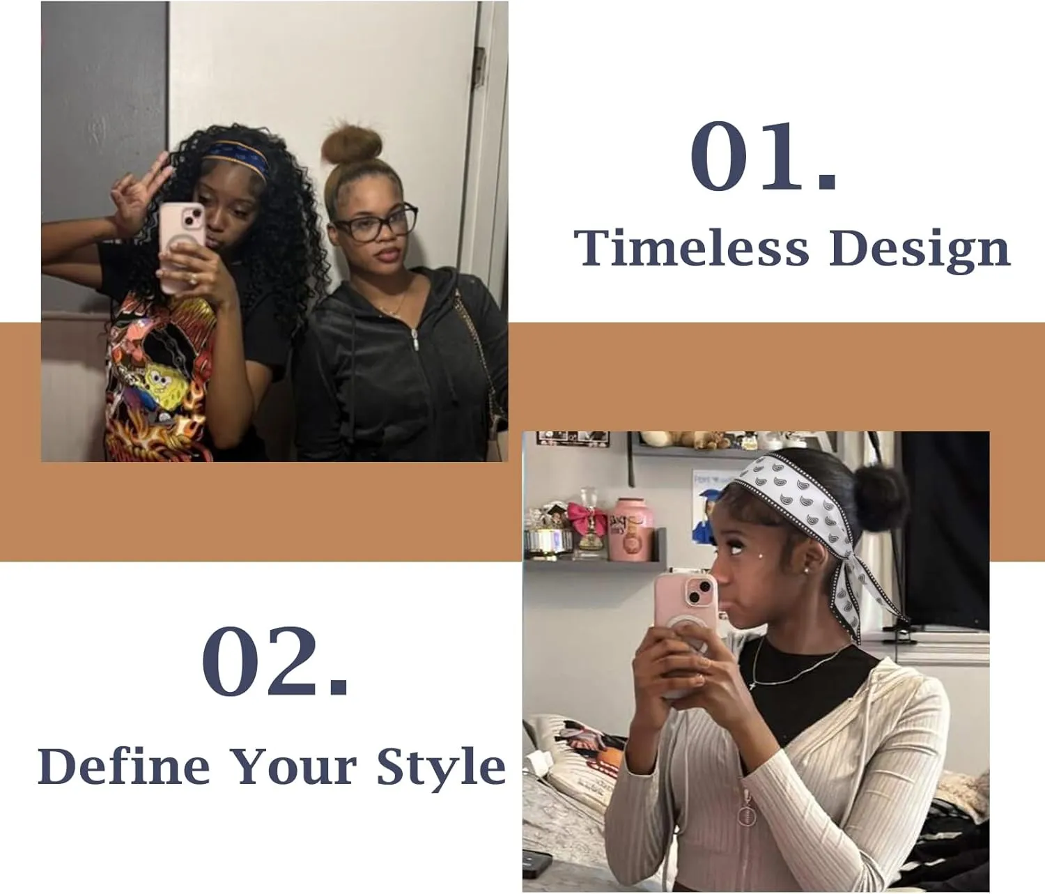 4Pcs Fashion Scarves for Women, Multifunctional Boho Scarves Headbands Satin Scarf for Bag Hair Accessories