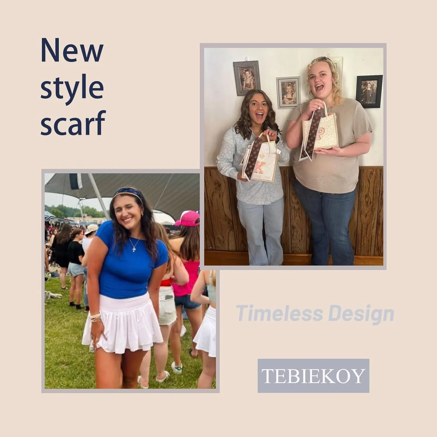 4Pcs Fashion Scarves for Women, Multifunctional Boho Scarves Headbands Satin Scarf for Bag Hair Accessories