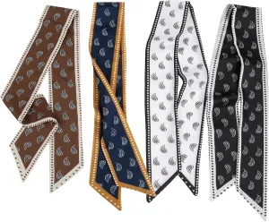 4Pcs Fashion Scarves for Women, Multifunctional Boho Scarves Headbands Satin Scarf for Bag Hair Accessories