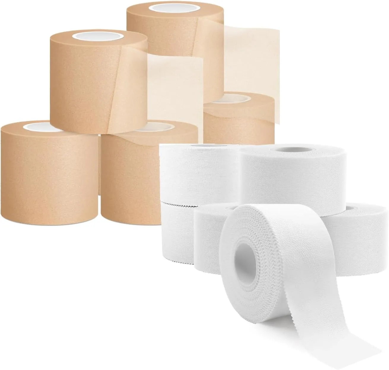 6 Packs Pre Wrap Tape 2.76 Inches * 30 Yards   Athletic Tape 1.5 Inches * 15 Yards, Beige Underwrap Foam Strip for Hair, Arm, Wrist, Sports Pre Wrap to Protect Ankles, Wrists, Knees