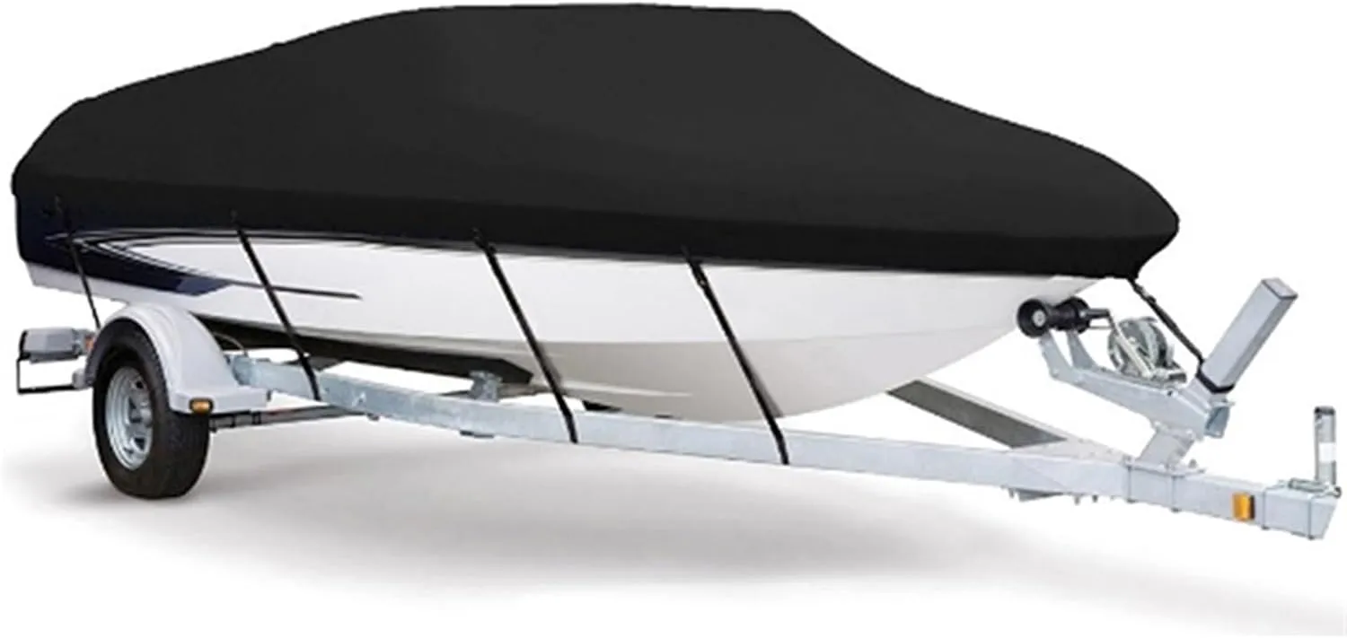 600D Yacht Boat Cover Water Resistant Scratch-Proof Anti-UV Protect Fishing Speedboat V-Shape Canvas for Boat Cover Tent B84465(20-22ft)