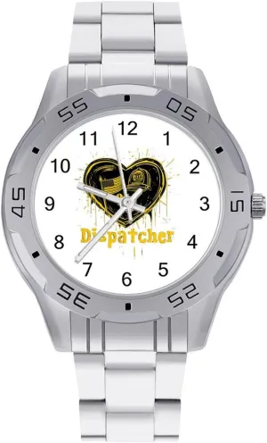911 Diapatcher U.S.A Flag Simple Stainless Steel Band Business Watch Dress Wrist Unique Luxury Work Casual Waterproof Watches
