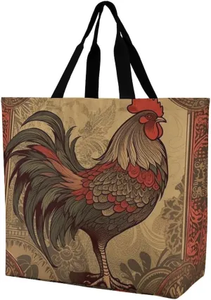 A Gym Artifact, The Canvas Old Rooster Illustration Printed Yoga Storage Bag Is Durable, Wear-resistant And Does Not Strangle Shoulders. It Is Suitable for Both Men And Women