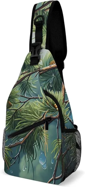 A Gym Artifact, The Canvas Pine Tree Raindrops Printed Yoga Storage Bag Is Durable, Wear-resistant And Does Not Strangle Shoulders. It Is Suitable for Both Men And Women