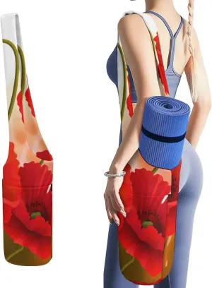 A Gym Artifact, The Canvas Poppy Flowers Vivid Petals Printed Yoga Storage Bag Is Durable, Wear-resistant And Does Not Strangle Shoulders. It Is Suitable for Both Men And Women