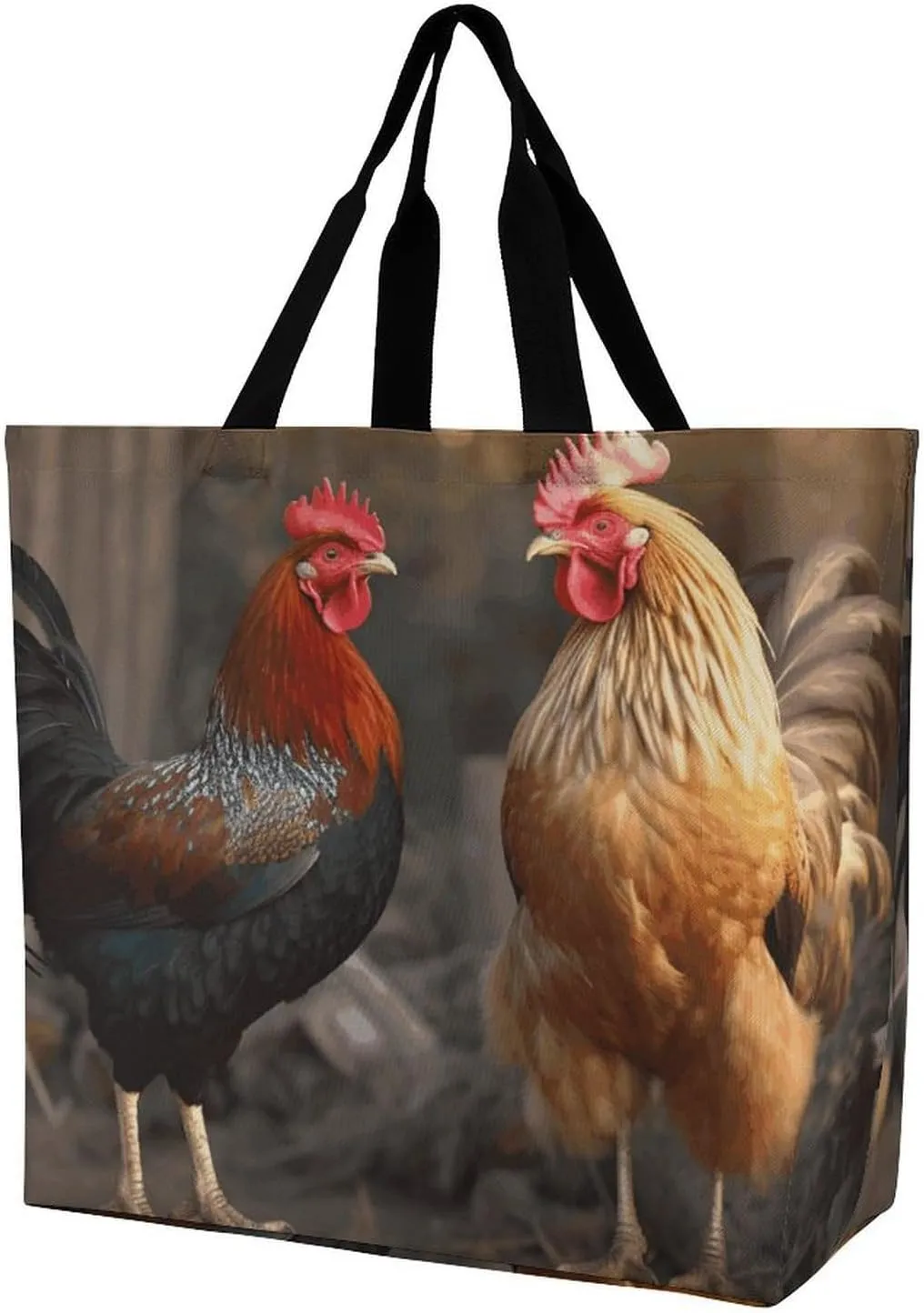 A Gym Artifact, The Canvas Rooster And Chicken Printed Yoga Storage Bag Is Durable, Wear-resistant And Does Not Strangle Shoulders. It Is Suitable for Both Men And Women