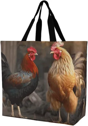 A Gym Artifact, The Canvas Rooster And Chicken Printed Yoga Storage Bag Is Durable, Wear-resistant And Does Not Strangle Shoulders. It Is Suitable for Both Men And Women