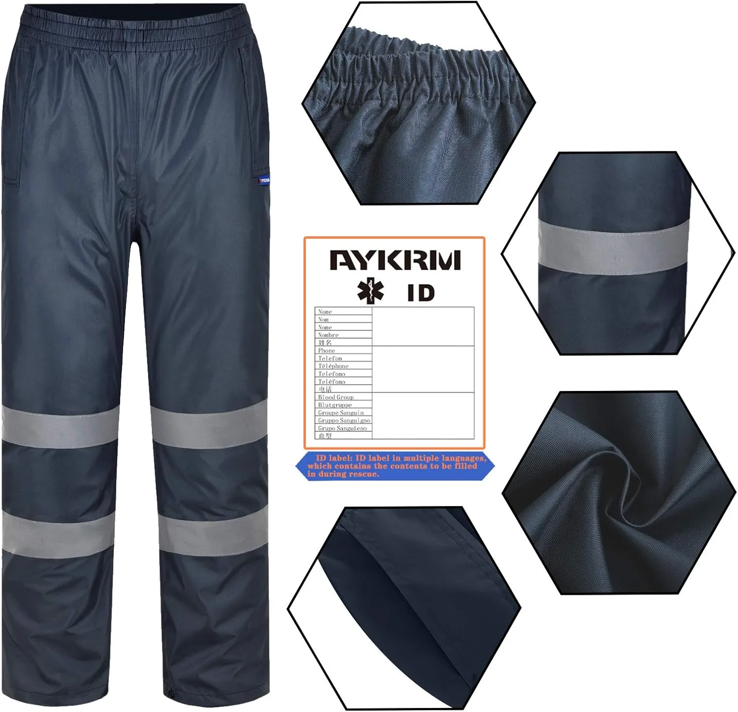 A-SAFETY High Vis Rain Pants for Men Women Waterproof Reflective Safety Rain Trousers Rain Gears for Fishing Sports Works