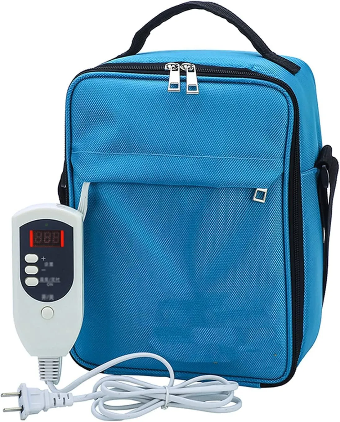 Abdominal Dialysis Fluid Heating Bag, 2L Household Car Peritoneal Dialysis Fluid Constant Temperature Box, Blue Warm Fluid Heating Package, with Strap, Temperature Adjustable