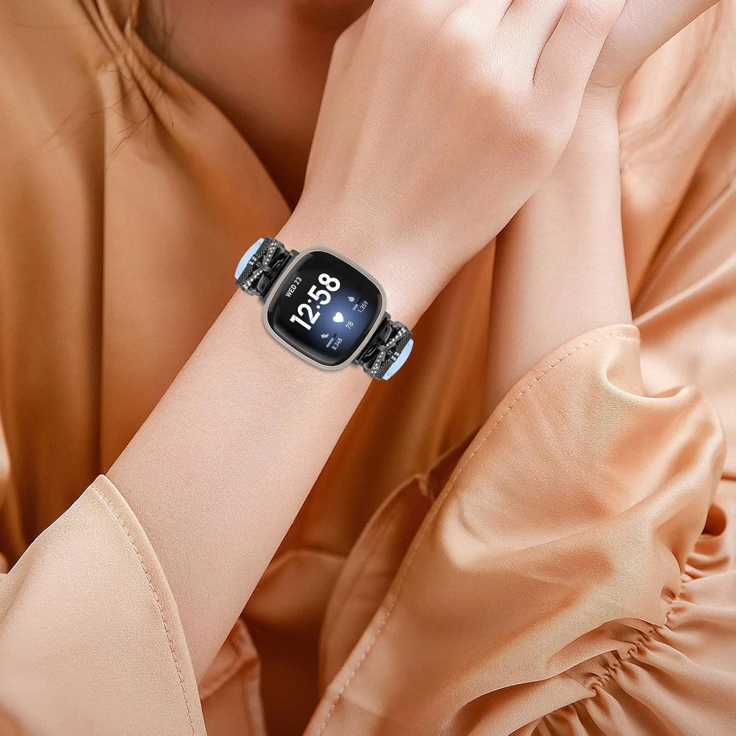 Adjustable Genuine Leather Wrist Strap Compatible With Versa 4,Replacement straps for watches with Metal Buckle for Versa 3/ Sense/Sense 2/Versa 4