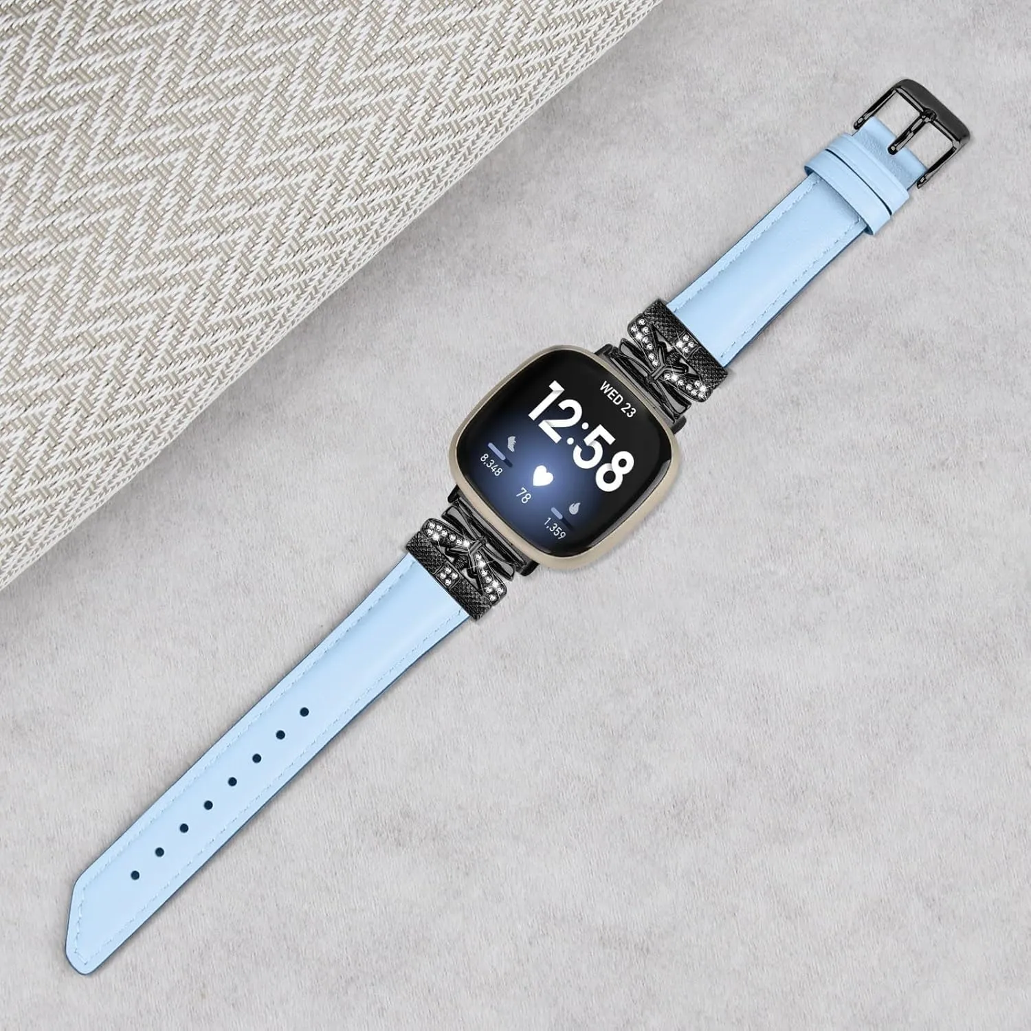 Adjustable Genuine Leather Wrist Strap Compatible With Versa 4,Replacement straps for watches with Metal Buckle for Versa 3/ Sense/Sense 2/Versa 4