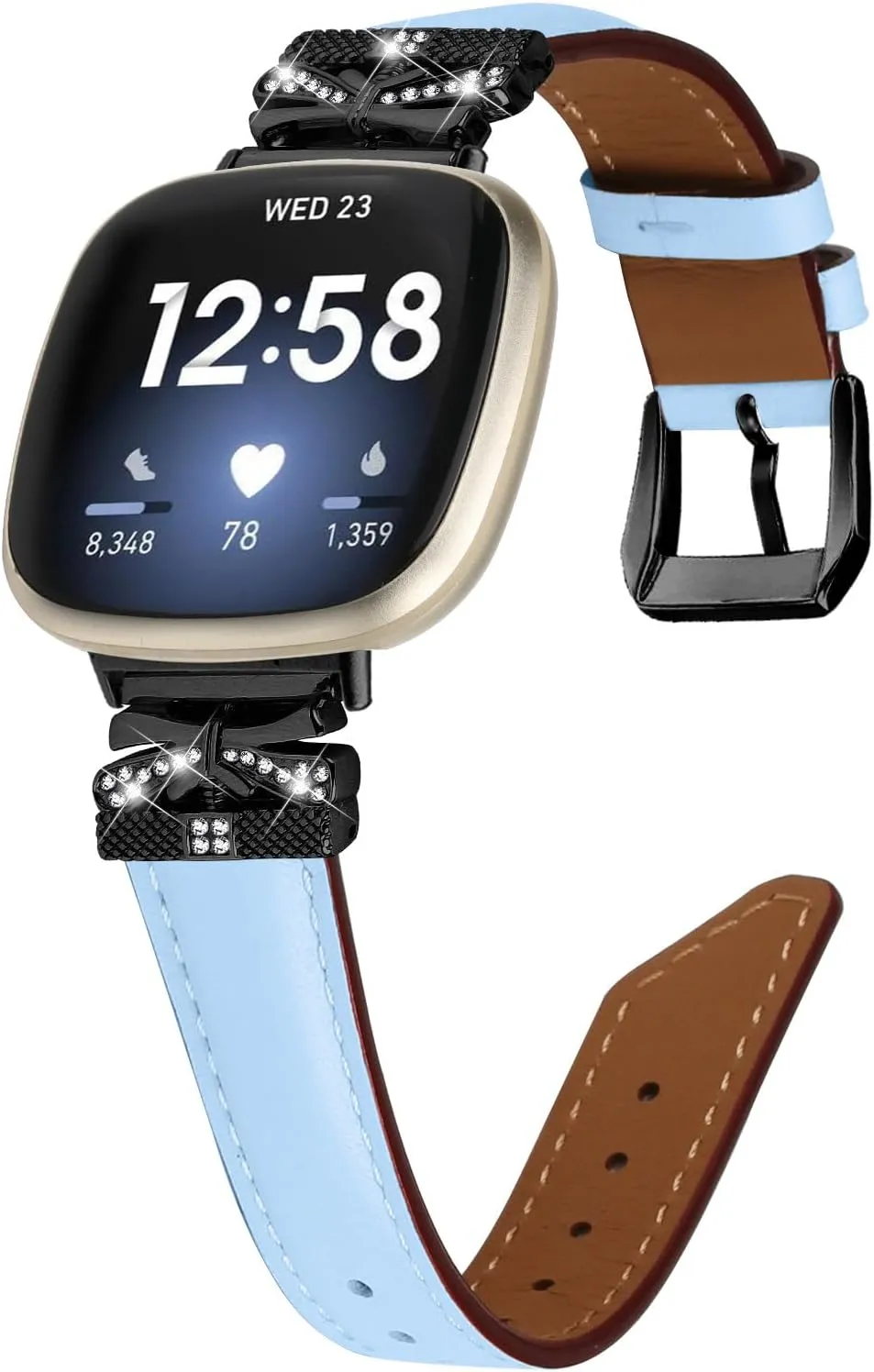 Adjustable Genuine Leather Wrist Strap Compatible With Versa 4,Replacement straps for watches with Metal Buckle for Versa 3/ Sense/Sense 2/Versa 4