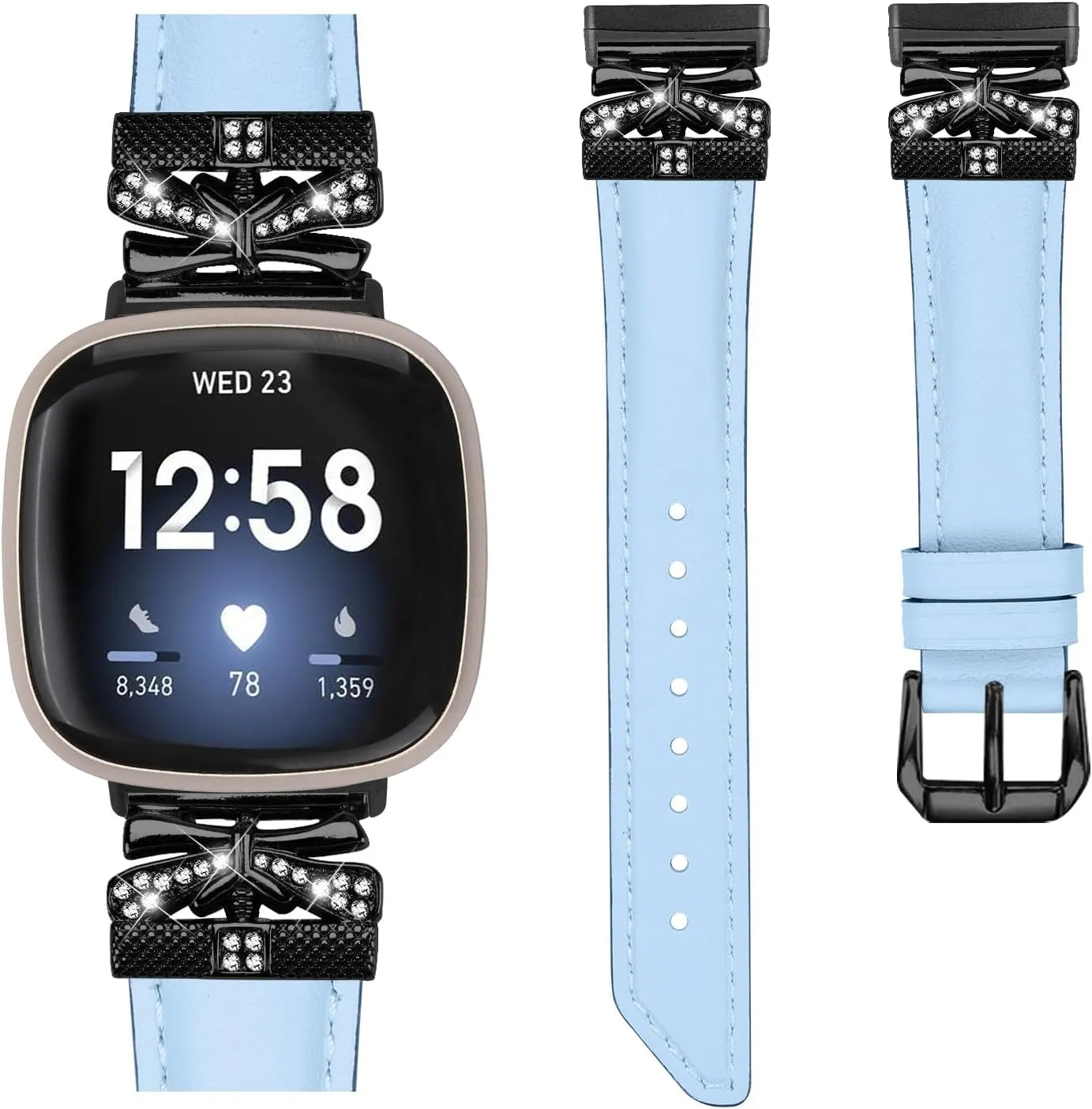 Adjustable Genuine Leather Wrist Strap Compatible With Versa 4,Replacement straps for watches with Metal Buckle for Versa 3/ Sense/Sense 2/Versa 4