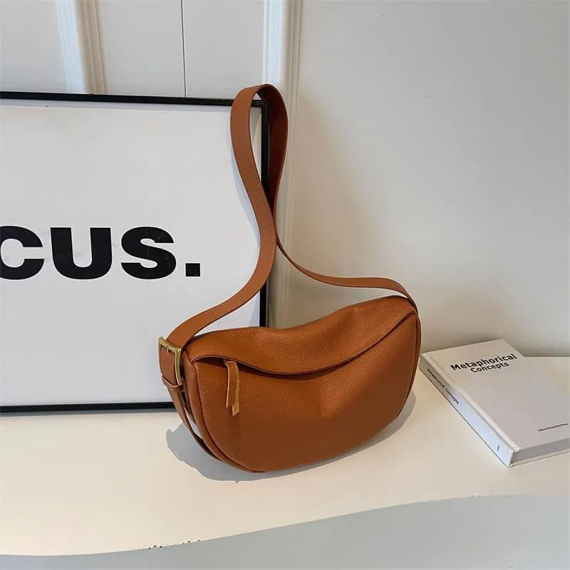 Adjustable shoulder large good soft leather ladies handbags simple underarm Purses