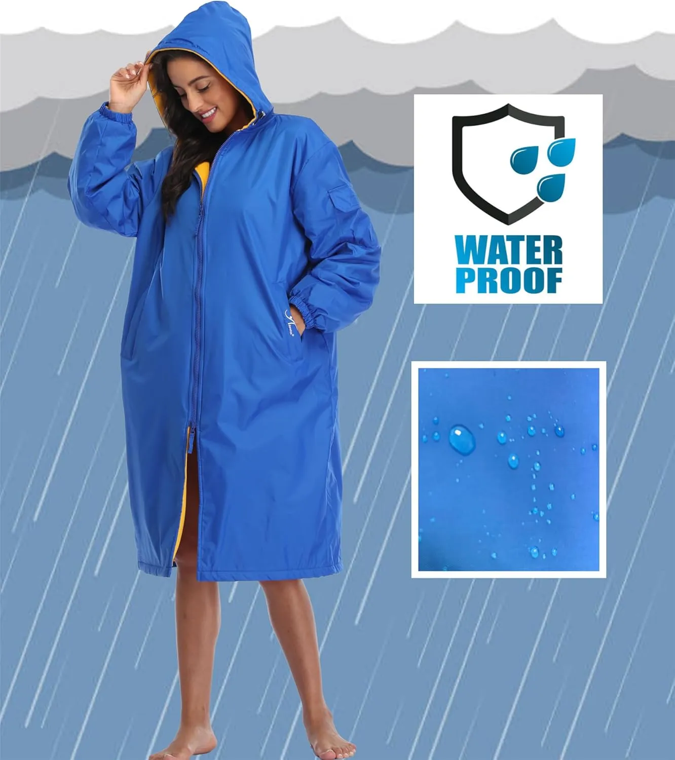 Adoretex New Unisex Swim Team Athletic Waterproof parka, Water Sports Warm Fleece Coat Jacket