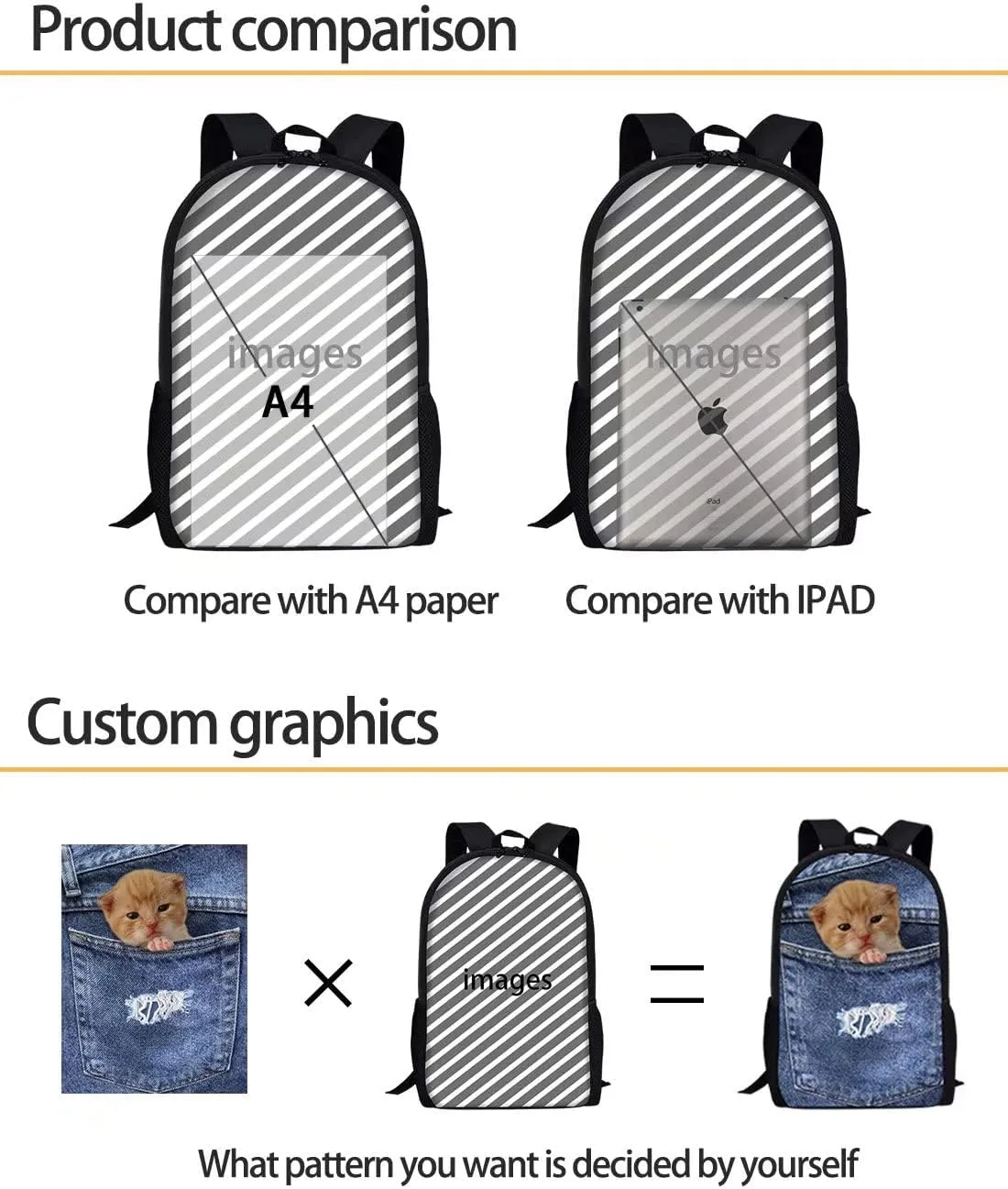 AFPANQZ Personlized Customized Backpack Schoolbag Kids Bookbag Add Your Image Design Schoolbag Daily Daypack Rucksack 17 Inches Large School Satchel