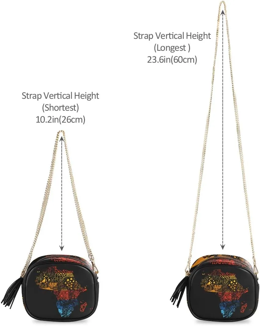 ALAZA Africa Colored Continent Map Cross Body Fashion Chain Bag Single Shoulder PU Leather Purse for Women Girls